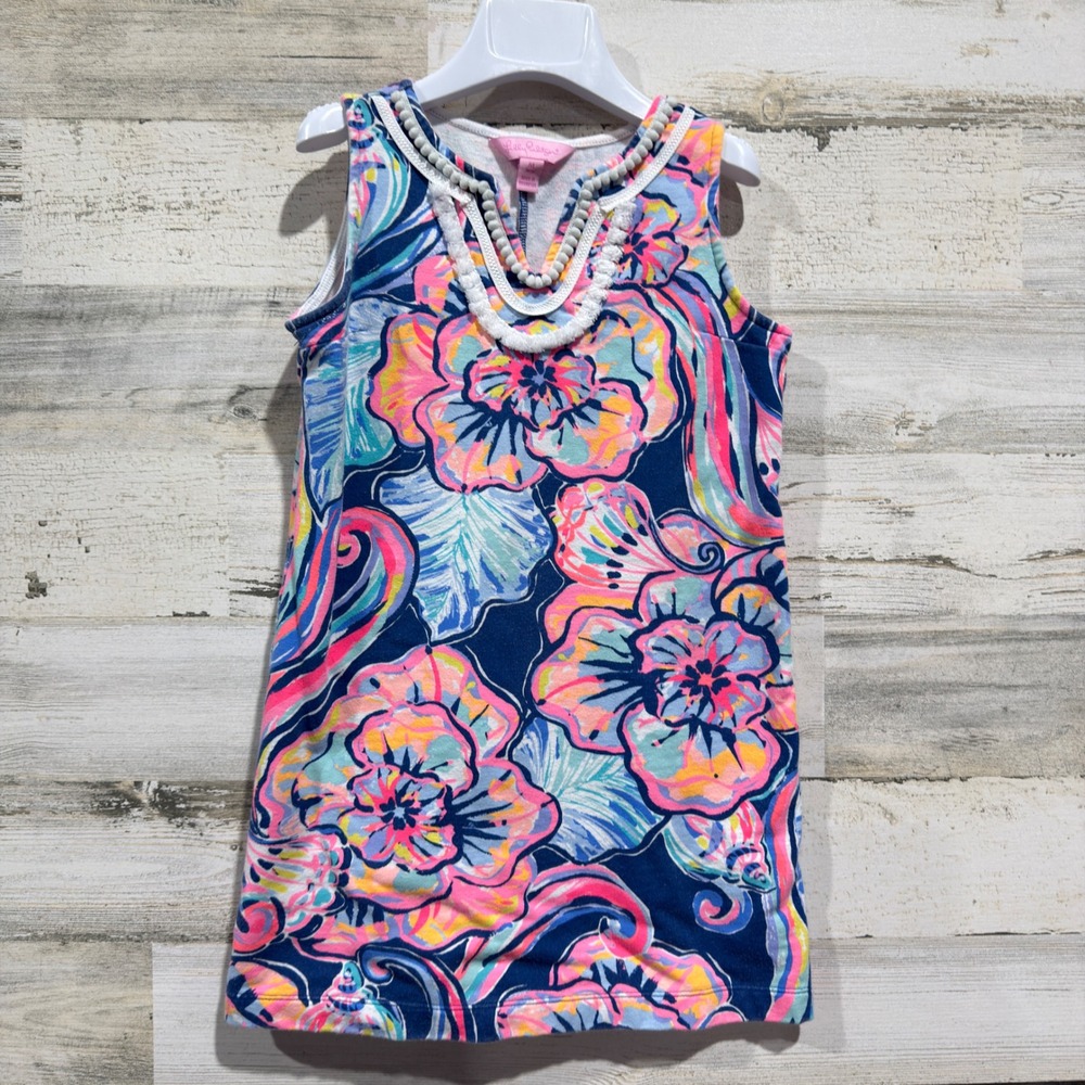Lilly Pulitzer Little Skipper Shift Dress Girls M Multi Floral Cotton Preppy